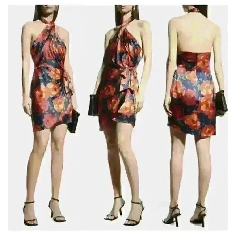 Cinq a Sept  NWT Trinity 100% Silk Mini Dress Size 2 Floral $495 New